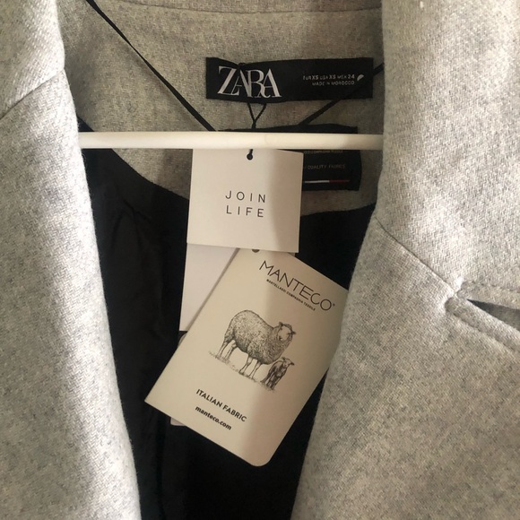 ZARA NWT light Gray Oversized Oversized Italian Manteco Wool Blend Coat XS - Picture 12 of 14
